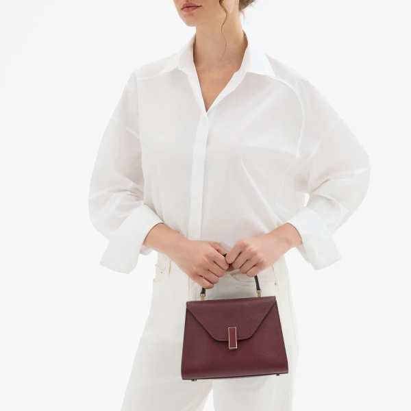 Valextra Iside Top Handle Mini Bag in Claret Red | Mini Bags | Luxury Shoes 