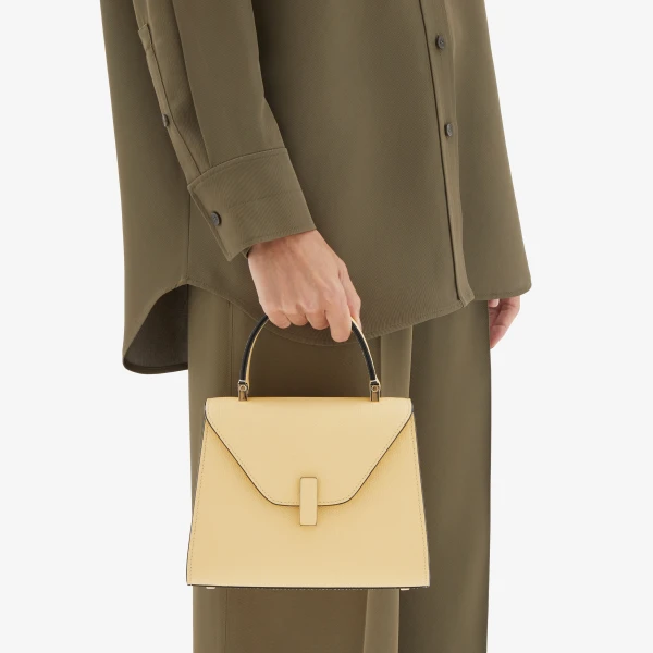 Valextra Iside Top Handle Mini Bag in Cream Yellow | Mini Bags | Luxury Shoes 