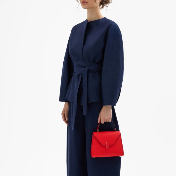 Valextra Iside Top Handle Mini Bag in Crimson Red | Mini Bags | Luxury Shoes 