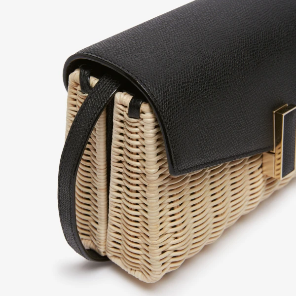 Valextra Iside Wicker Clutch in Beige and Black | Clutch Bags | Luxury Shoes 
