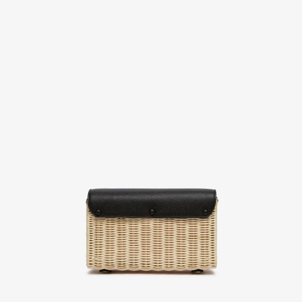 Valextra Iside Wicker Clutch in Beige and Black | Clutch Bags | Luxury Shoes 
