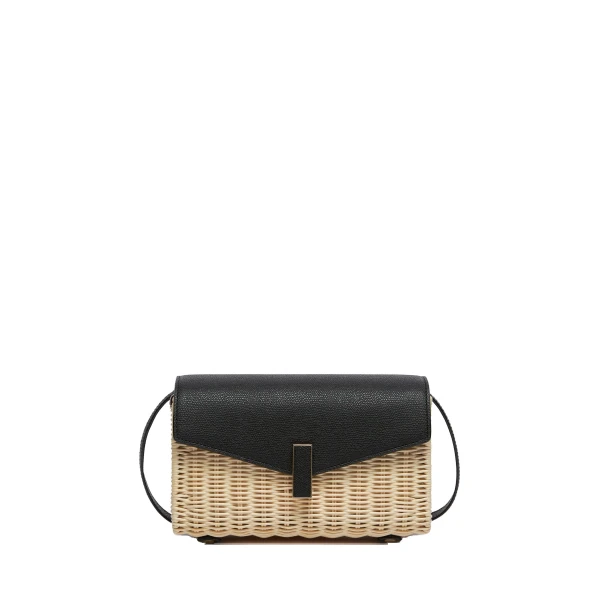Iside Wicker Clutch in Beige and Black