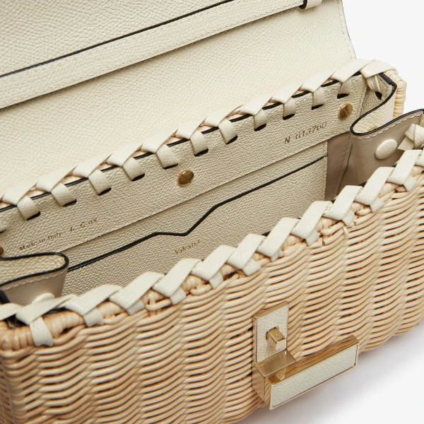 Valextra Iside Wicker Clutch in Beige and Pergamena White | Clutch Bags | Luxury Shoes 
