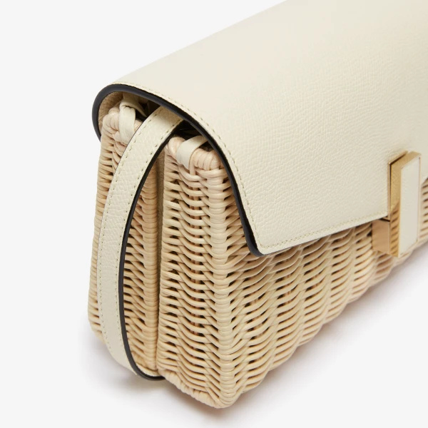 Valextra Iside Wicker Clutch in Beige and Pergamena White | Clutch Bags | Luxury Shoes 