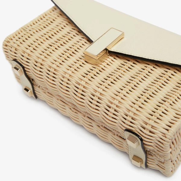 Valextra Iside Wicker Clutch in Beige and Pergamena White | Clutch Bags | Luxury Shoes 