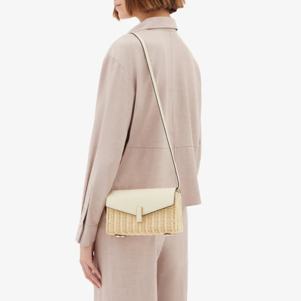 Valextra Iside Wicker Clutch in Beige and Pergamena White | Clutch Bags | Luxury Shoes 