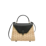 Valextra Iside Wicker Top Handle Medium Bag in Beige and Black | Totes & Top-Handle Bags | Luxury Shoes 