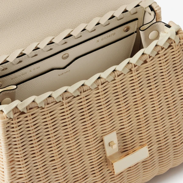 Valextra Iside Wicker Top Handle Medium Bag in Beige and Pergamena White | Totes & Top-Handle Bags | Luxury Shoes 