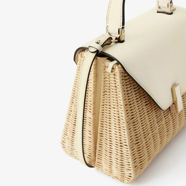 Valextra Iside Wicker Top Handle Medium Bag in Beige and Pergamena White | Totes & Top-Handle Bags | Luxury Shoes 