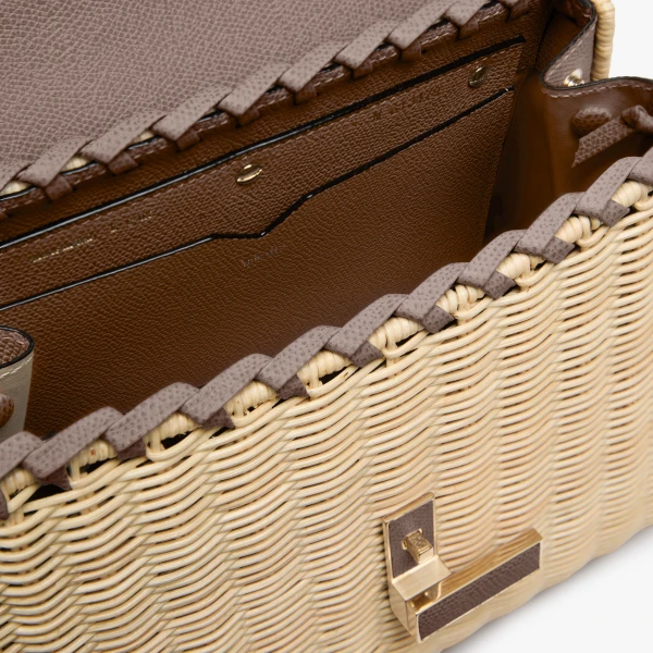 Valextra Iside Wicker Top Handle Medium Bag in Beige and Sahara | Totes & Top-Handle Bags | Luxury Shoes 