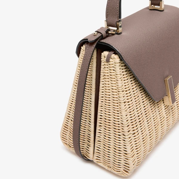 Valextra Iside Wicker Top Handle Medium Bag in Beige and Sahara | Totes & Top-Handle Bags | Luxury Shoes 