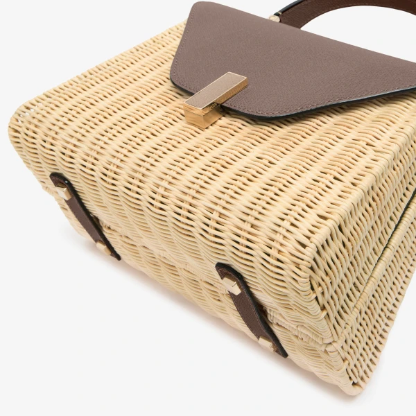 Valextra Iside Wicker Top Handle Medium Bag in Beige and Sahara | Totes & Top-Handle Bags | Luxury Shoes 