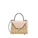 Valextra Iside Wicker Top Handle Mini Bag in Beige and Bonne Mine Pink | Mini Bags | Luxury Shoes 