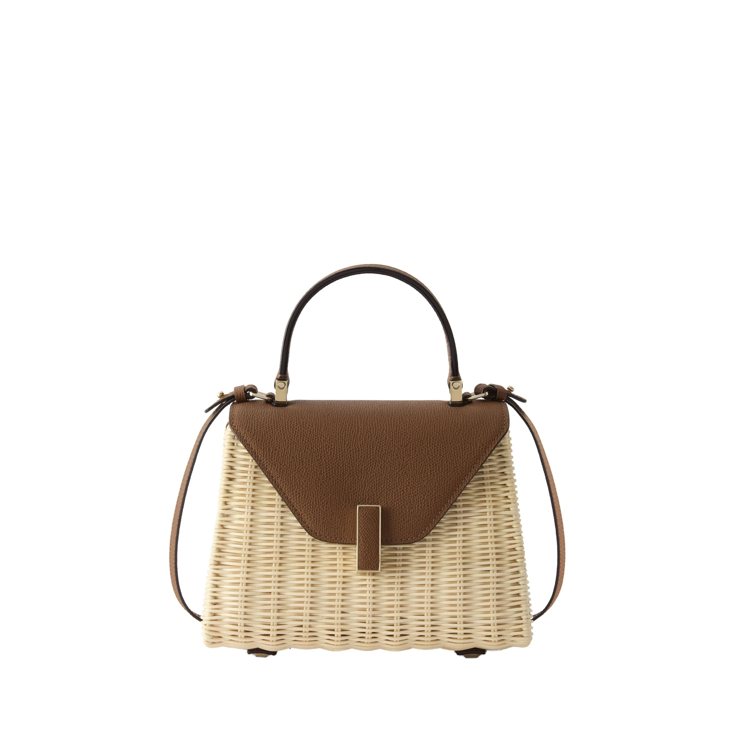 Valextra Iside Wicker Top Handle Mini Bag in Beige and Chocolate Brown Valextra Iside Wicker Top Handle Mini Bag in Beige and Chocolate Brown | Mini Bags | Luxury Shoes