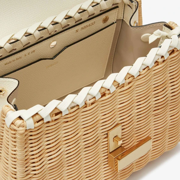 Valextra Iside Wicker Top Handle Mini Bag in Beige and Pergamena White | Mini Bags | Luxury Shoes 