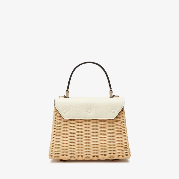 Valextra Iside Wicker Top Handle Mini Bag in Beige and Pergamena White | Mini Bags | Luxury Shoes 