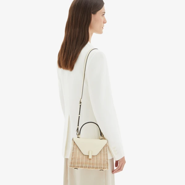 Valextra Iside Wicker Top Handle Mini Bag in Beige and Pergamena White | Mini Bags | Luxury Shoes 