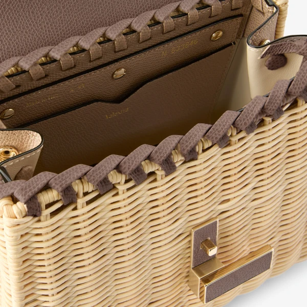 Valextra Iside Wicker Top Handle Mini Bag in Beige and Sahara | Mini Bags | Luxury Shoes 