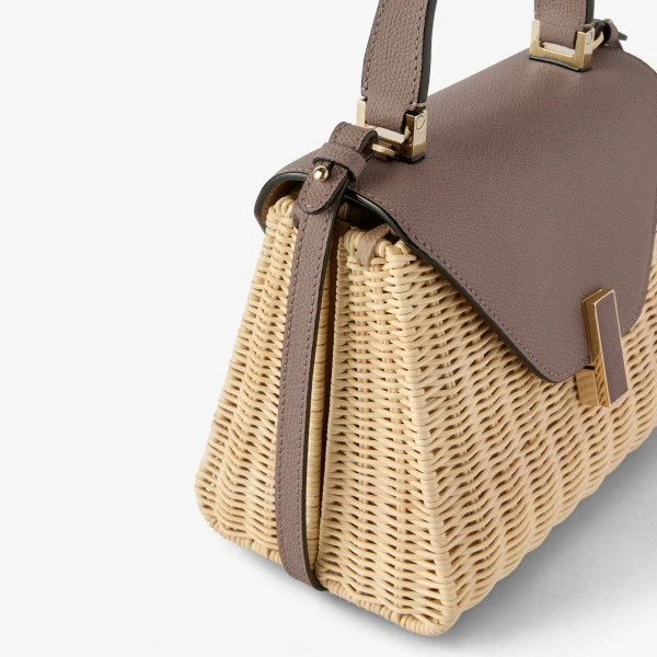 Valextra Iside Wicker Top Handle Mini Bag in Beige and Sahara | Mini Bags | Luxury Shoes 
