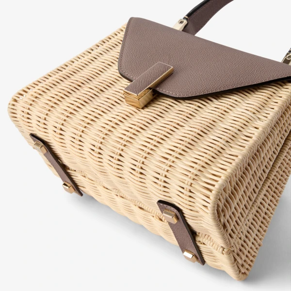 Valextra Iside Wicker Top Handle Mini Bag in Beige and Sahara | Mini Bags | Luxury Shoes 