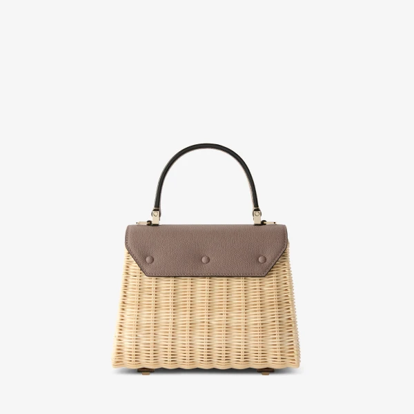 Valextra Iside Wicker Top Handle Mini Bag in Beige and Sahara | Mini Bags | Luxury Shoes 