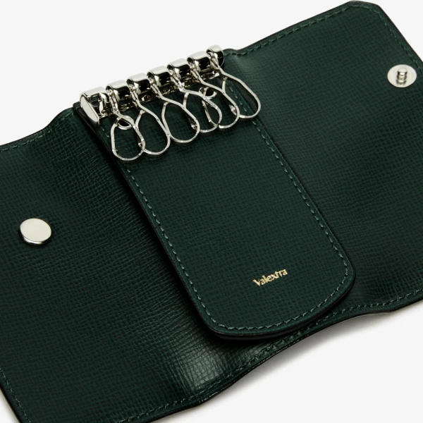 Valextra Key Holder 6 Hooks with Button in Valextra Green | Keys Holder | Luxury Shoes 