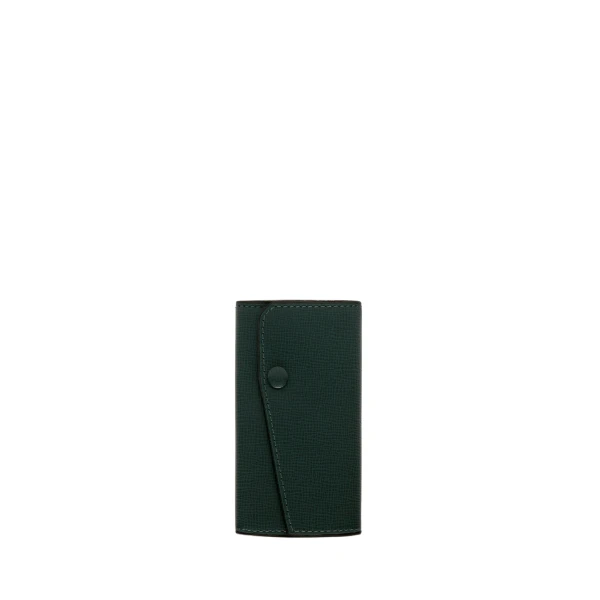 Key Holder 6 Hooks with Button in Valextra Green