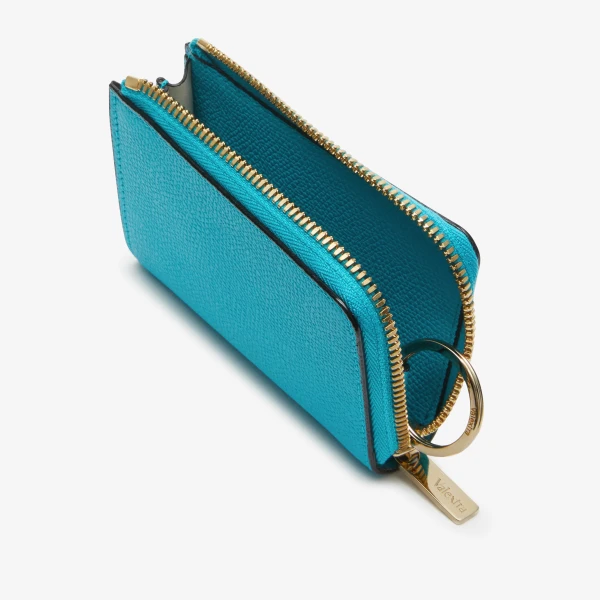 Valextra Key Holder Zip Around in Aquamarine Blue | Keys Holder | Luxury Shoes 