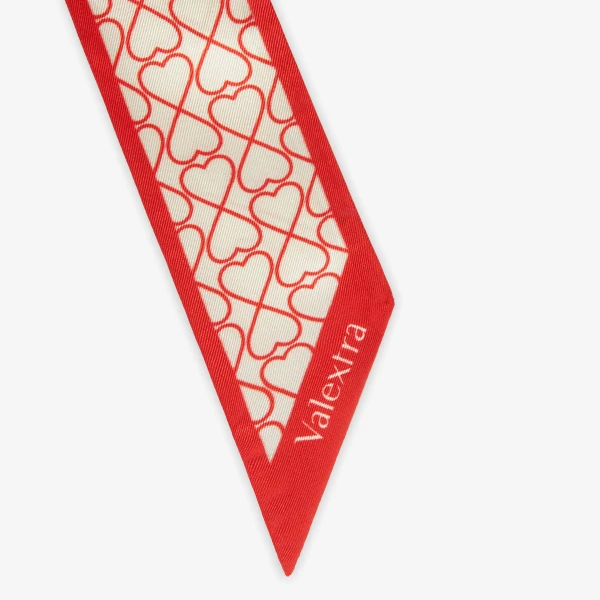 Valextra Love Silk Band in Pergamena White and Crimson Red | Scarves | Luxury Shoes 