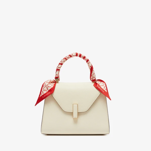 Valextra Love Silk Band in Pergamena White and Crimson Red | Scarves | Luxury Shoes 