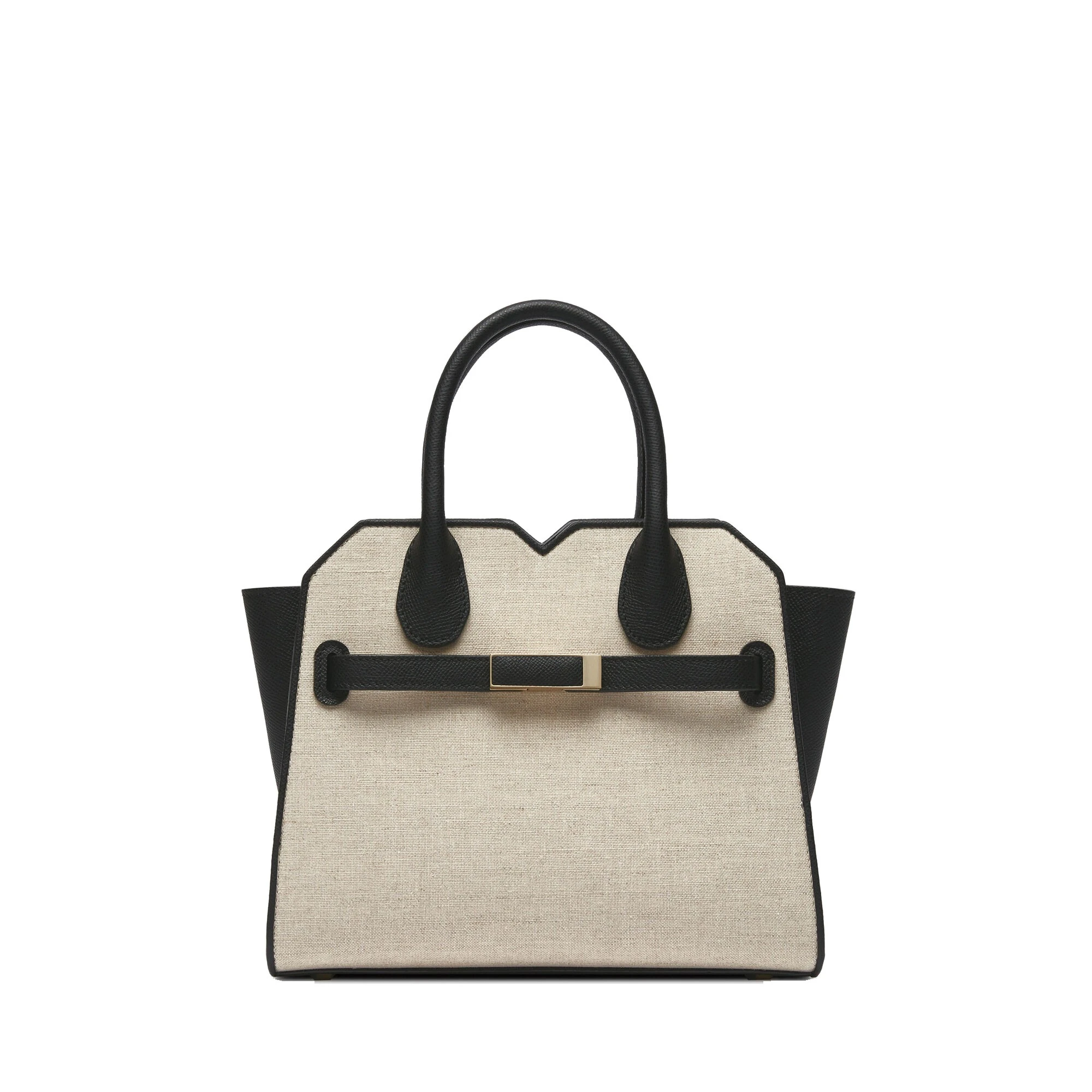 Valextra Milano Canvas Two Handles Mini Bag in Sand Brown and Black Valextra Milano Canvas Two Handles Mini Bag in Sand Brown and Black | Mini Bags | Luxury Shoes
