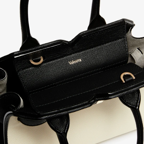 Valextra Milano Chiaroscuro Crossbody Micro Bag in Pergamena White and Black | Shoulder & Crossbody Bags | Luxury Shoes 