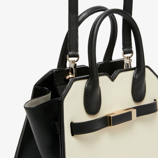 Valextra Milano Chiaroscuro Crossbody Micro Bag in Pergamena White and Black | Shoulder & Crossbody Bags | Luxury Shoes 
