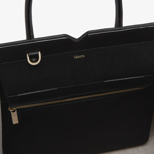 Valextra Milano Chiaroscuro Two Handles Medium Bag in Cashmere Beige and Black | Totes & Top-Handle Bags | Luxury Shoes 