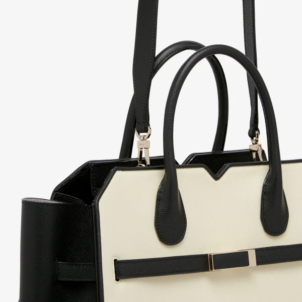 Valextra Milano Chiaroscuro Two Handles Medium Bag in Pergamena White and Black | Totes & Top-Handle Bags | Luxury Shoes 