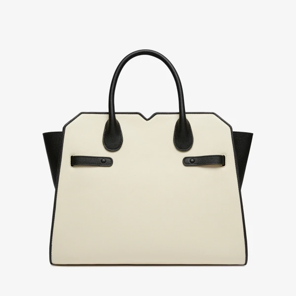 Valextra Milano Chiaroscuro Two Handles Medium Bag in Pergamena White and Black | Totes & Top-Handle Bags | Luxury Shoes 