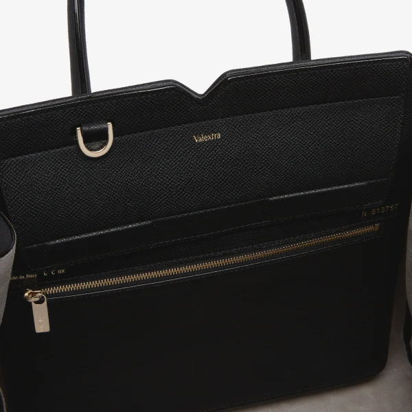 Valextra Milano Chiaroscuro Two Handles Medium Bag in Pergamena White and Black | Totes & Top-Handle Bags | Luxury Shoes 