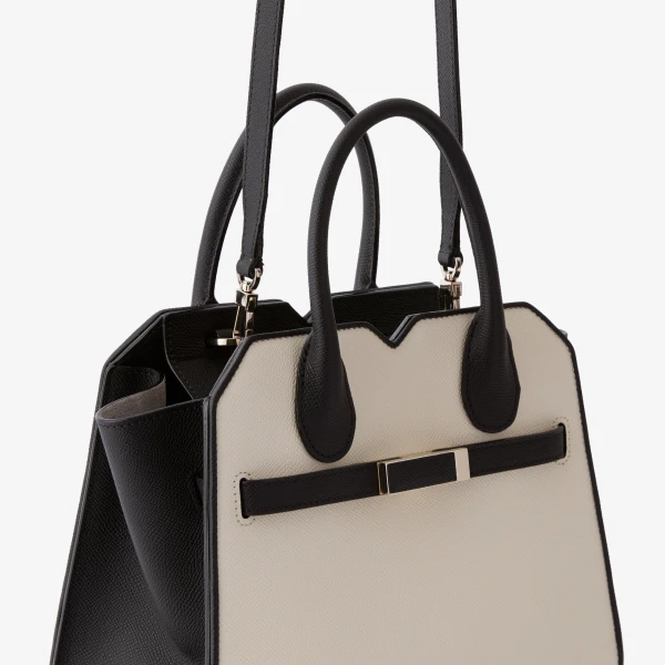Valextra Milano Chiaroscuro Two Handles Mini Bag in Pergamena White and Black | Mini Bags | Luxury Shoes 