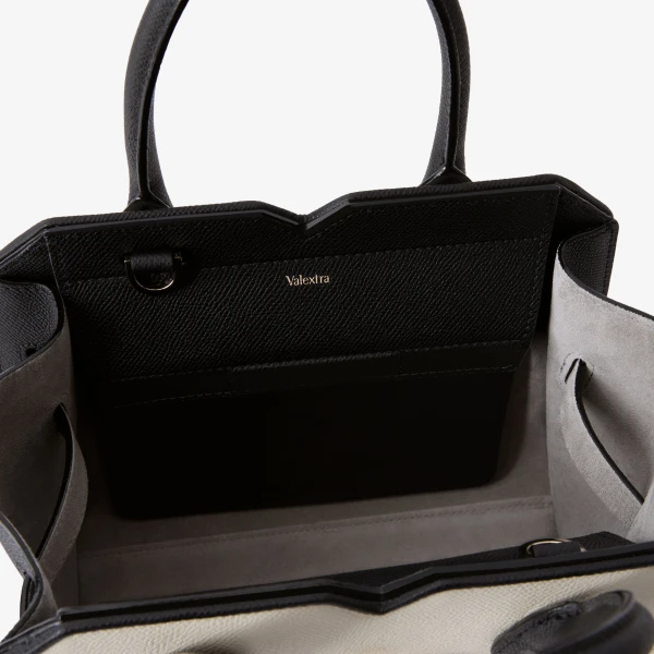 Valextra Milano Chiaroscuro Two Handles Mini Bag in Pergamena White and Black | Mini Bags | Luxury Shoes 