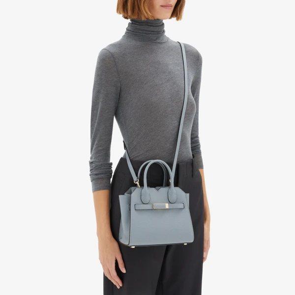 Valextra Milano Crossbody Micro Bag in Niagara Blue | Shoulder & Crossbody Bags | Luxury Shoes 