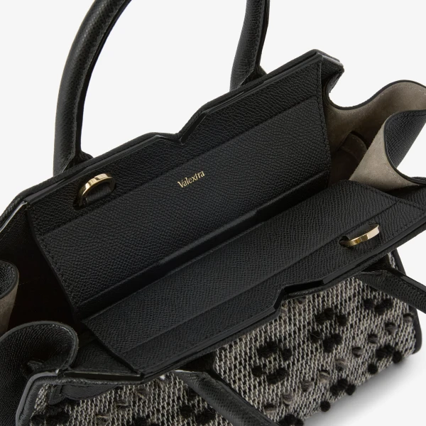 Valextra Milano Flowers Pibiones Two Handles Mini Bag in Grey and Black | Mini Bags | Luxury Shoes 