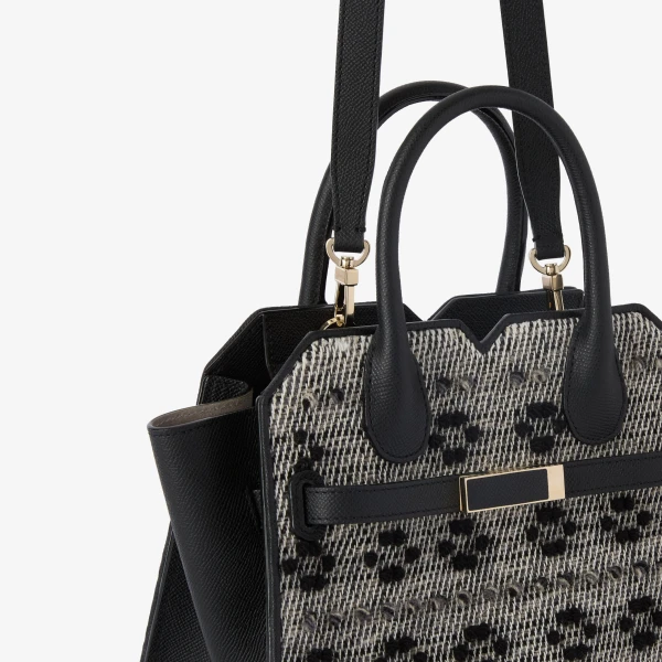 Valextra Milano Flowers Pibiones Two Handles Mini Bag in Grey and Black | Mini Bags | Luxury Shoes 