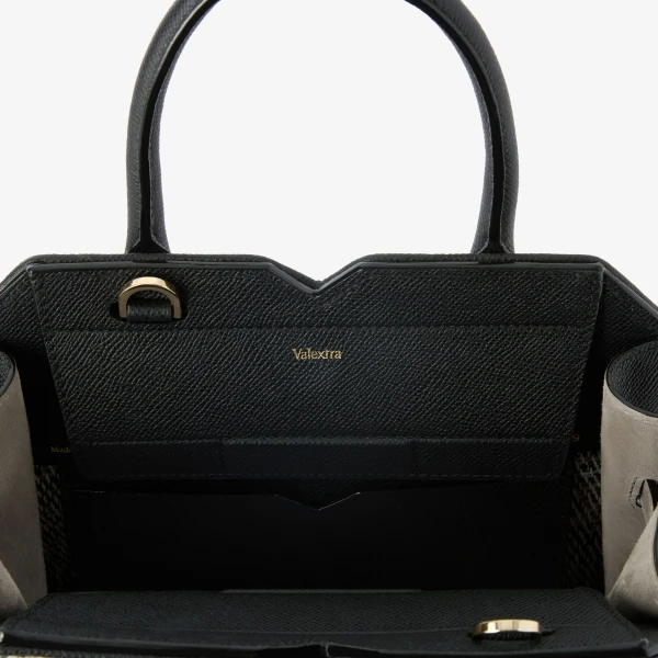 Valextra Milano Flowers Pibiones Two Handles Mini Bag in Grey and Black | Mini Bags | Luxury Shoes 
