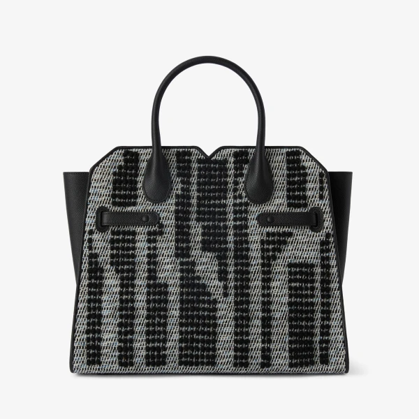 Valextra Milano Forest Pibiones Two Handles Medium Bag in Black and Grey | Totes & Top-Handle Bags | Luxury Shoes 
