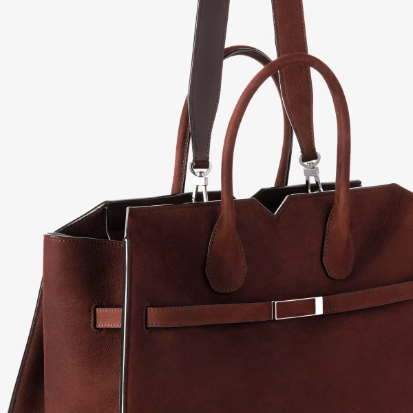 Valextra Milano Senso Two Handles Large Bag in Chocolate Brown | Totes & Top-Handle Bags | Luxury Shoes 