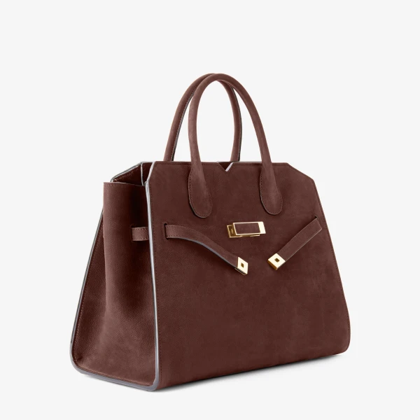 Valextra Milano Senso Two Handles Medium Bag in Chocolate Brown | Totes & Top-Handle Bags | Luxury Shoes 