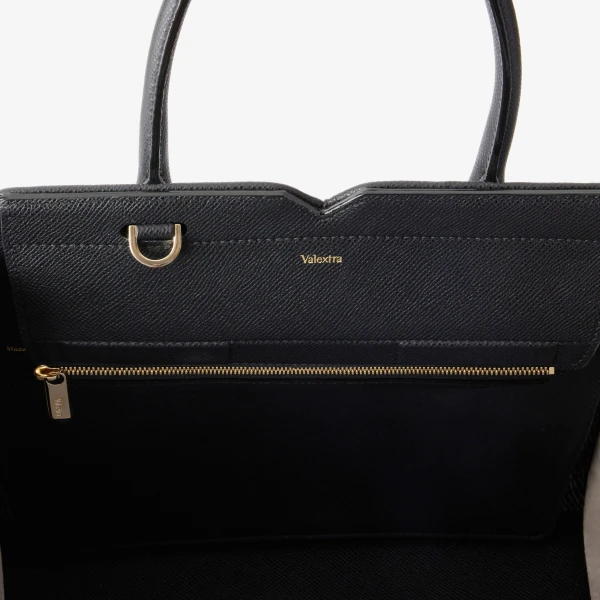 Valextra Milano Sunset Pibiones Two Handles Medium Bag in Black, Niagara Blue and Grey | Totes & Top-Handle Bags | Luxury Shoes 