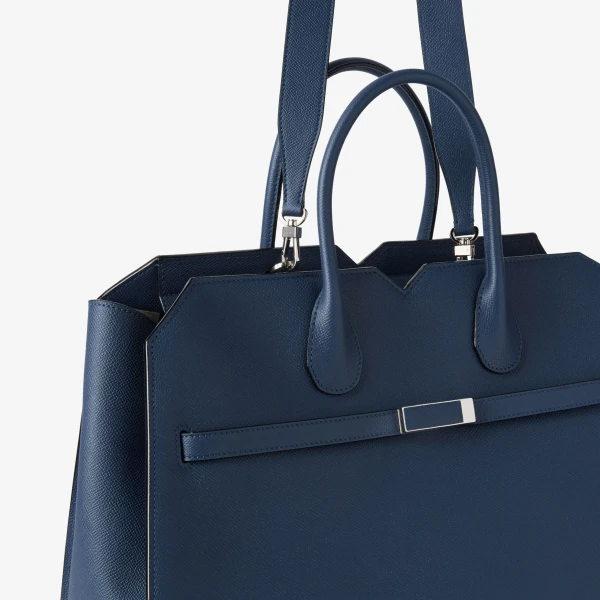 Valextra Milano Two Handles Large Bag in Sapphire Blue | Totes & Top-Handle Bags | Luxury Shoes 