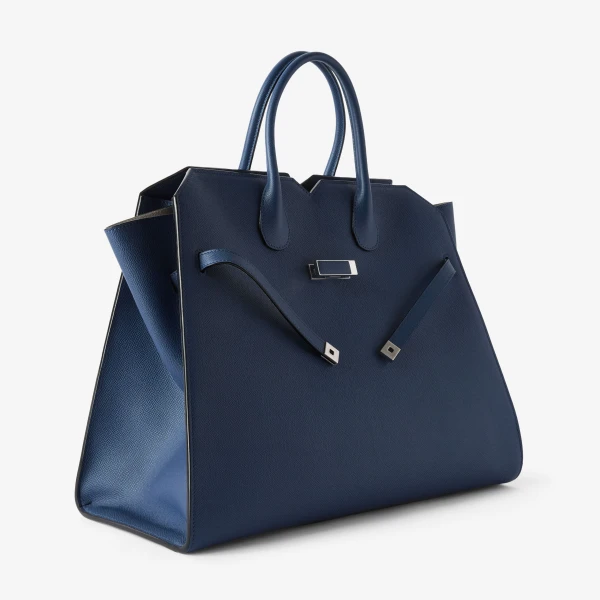 Valextra Milano Two Handles Large Bag in Sapphire Blue | Totes & Top-Handle Bags | Luxury Shoes 