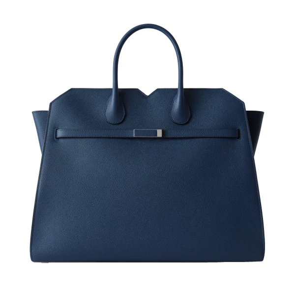 Valextra Milano Two Handles Large Bag in Sapphire Blue | Totes & Top-Handle Bags | Luxury Shoes 